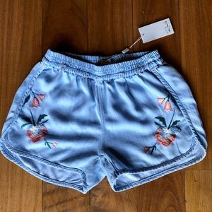 Embroidered soft denim shorts by Rails.
